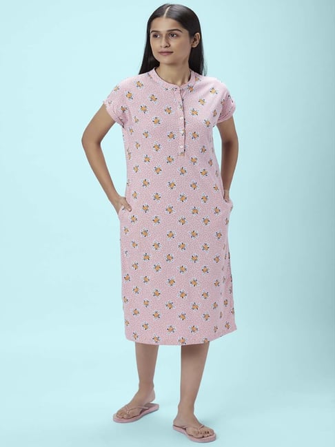Ajile by Pantaloons Pink Cotton Printed Nighties-picture-32
