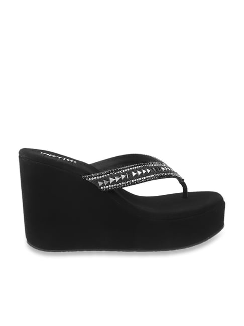 Buy online Black Slip On Sandal from heels for Women by Khadims for ₹749 at  0% off | 2024 Limeroad.com