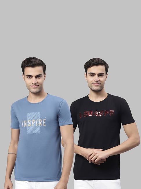 Vimal Jonney Black & Blue Printed Lounge T-Shirt - Pack of 2-picture-38