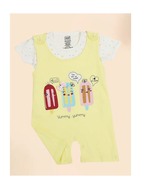 Mee Mee Kids Yellow White Cotton Printed Romper Set
