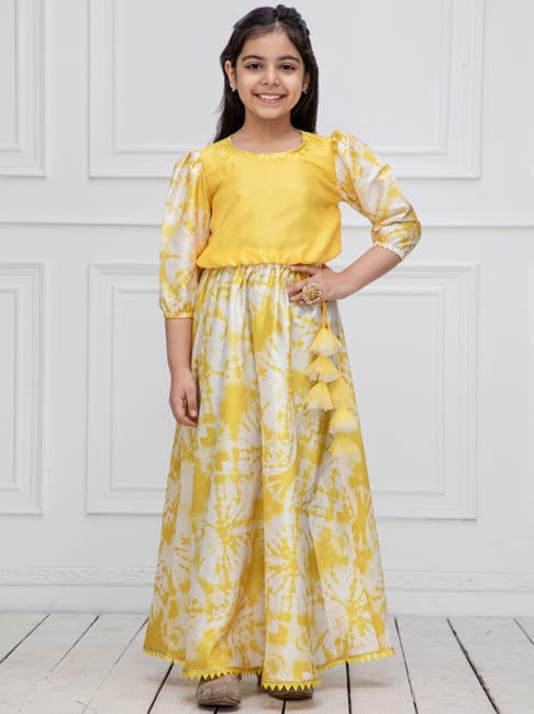 NEUDIS Kids Yellow & White Printed Lehenga Cholis-picture-31