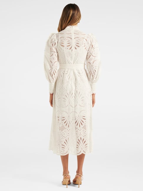 Buy Forever New White Lace Cotton Midi Dress for Women's Online @ Tata CLiQ