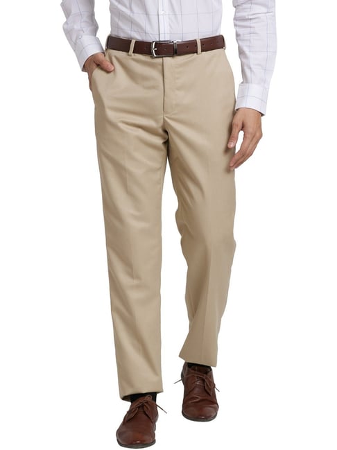 Park Avenue Beige Regular Fit Trousers