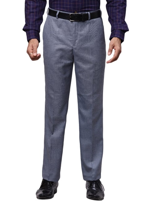 Park Avenue Blue Regular Fit Self Pattern Trousers-picture-14