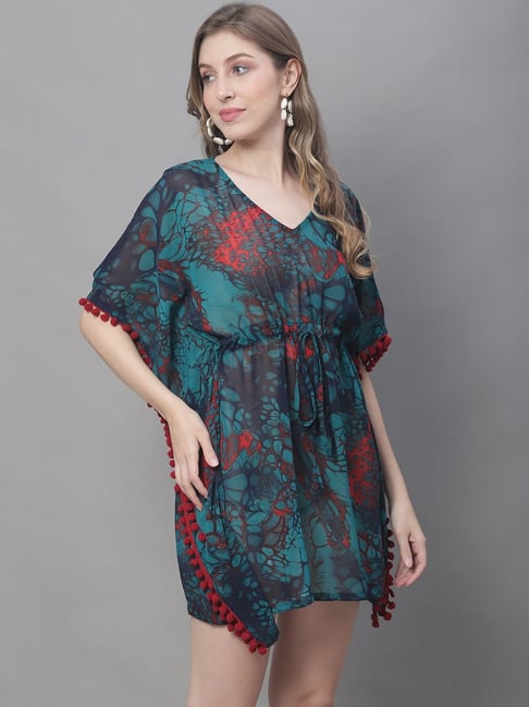 Wunderlove by Westside Plain Blue Swimwear Cover Up Shirt