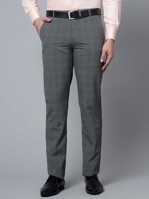 Buy Men Grey Check Carrot Fit Formal Trousers Online  683023  Peter  England