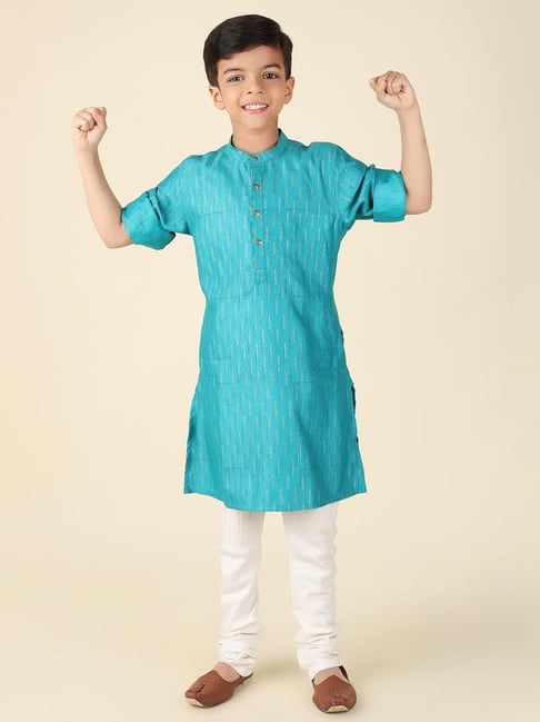 Fabindia Kids Blue Embellished Full Sleeves Kurta-picture-35