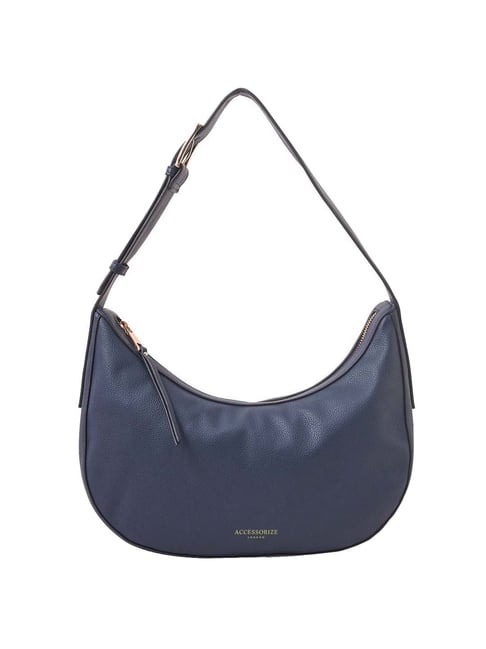 Accessorize London Navy Solid Medium Hobo Shoulder Bag