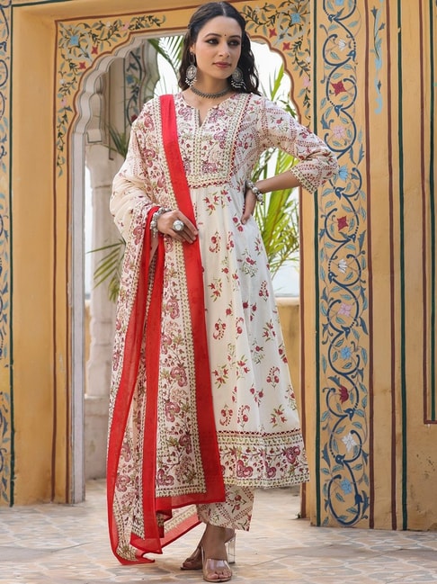 White & Red Print Kurta & Palazzos With Dupatta, Plazzo Set, Plazo Dress,  Designer Plazo Suit, Palazzo Suit Sets, प्लाज़ो सूट - Prathmesh  Enterprises, Mumbai | ID: 26137655533
