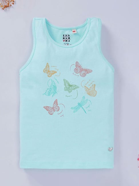 Ed-a-Mamma Kids Blue Cotton Printed T-Shirt