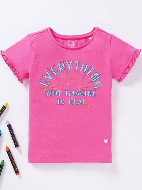Ed-a-Mamma Kids Pink Cotton Printed T-Shirt-picture-29