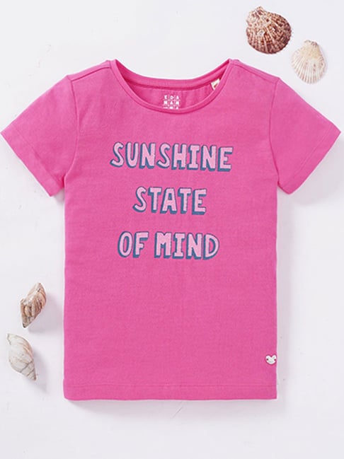Ed-a-Mamma Kids Pink Cotton Printed T-Shirt-picture-25