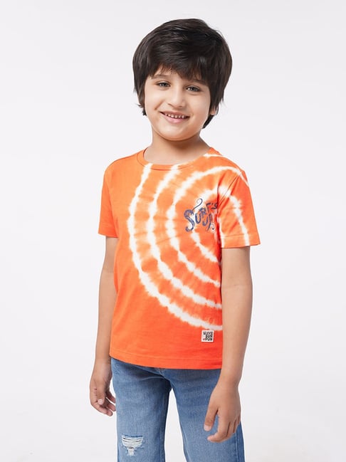 Ed-a-Mamma Kids Orange Cotton Printed T-Shirt-picture-26