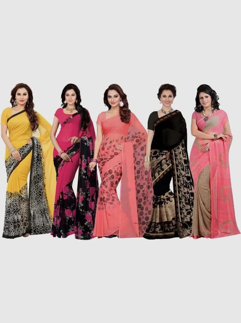 Buy online Women's Saree Combo With Blouse from ethnic wear for Women by  Vkaran for ₹680 at 77% off | 2024 Limeroad.com