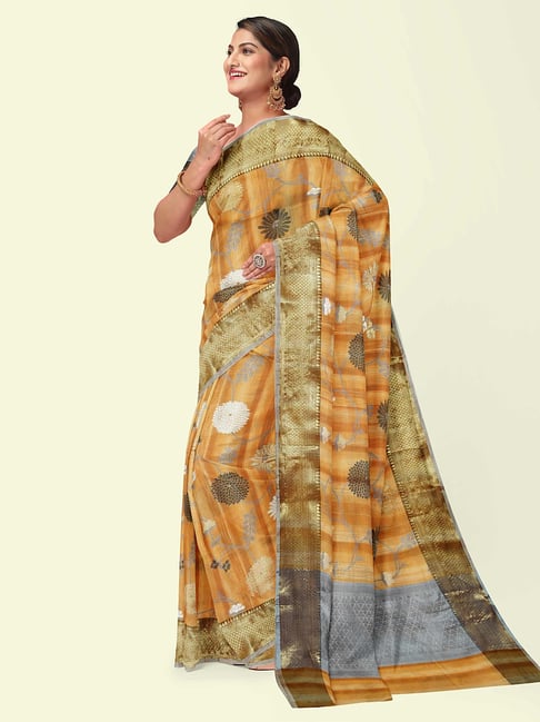 Banarasi Silk Works Peach Woven Saree With Unstitched Blouse-picture-18