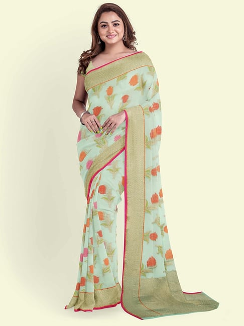 Stylish Green Party Wear Saree | Latest Kurti Designs