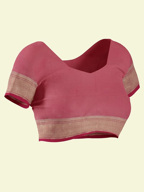 Banarasi Silk Works Dusty Pink Woven Saree With Unstitched Blouse