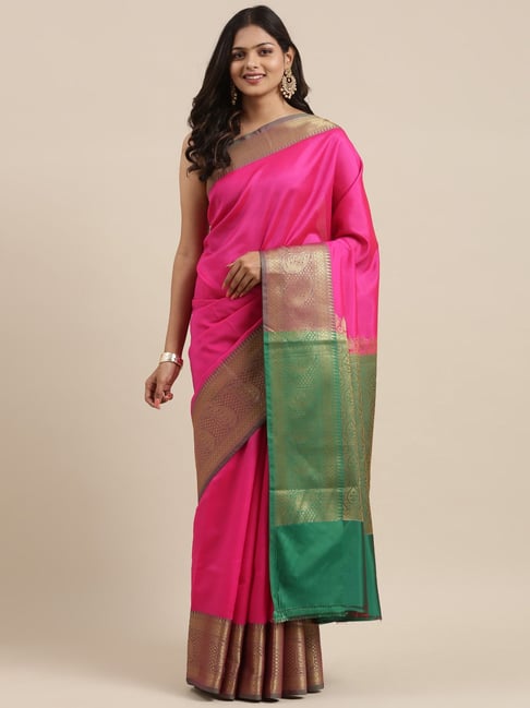 Banarasi Silk Works Pink Woven Saree With Unstitched Blouse-picture-29