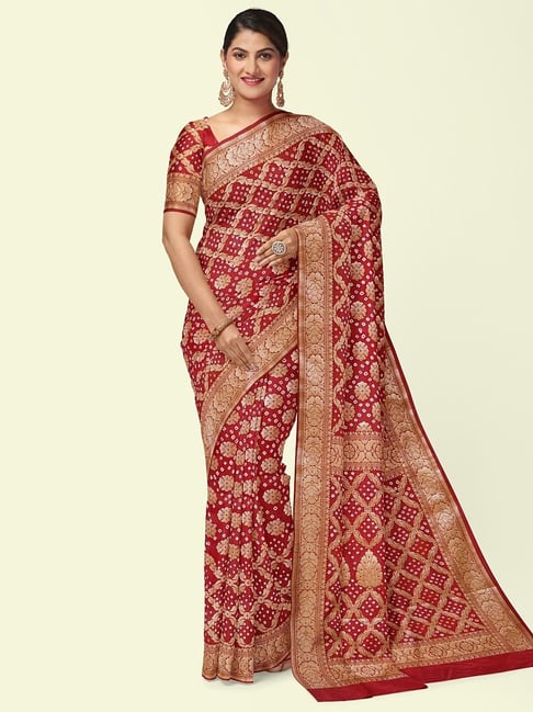 Buy Maroon Banarasi Saree for Women Online from India's Luxury Designers  2024