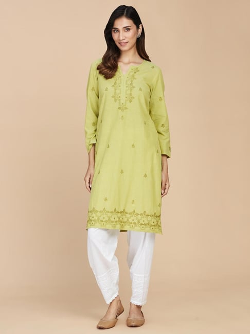Kurta Suit Fabindia Salwar Kameez Online Fabindia Green White
