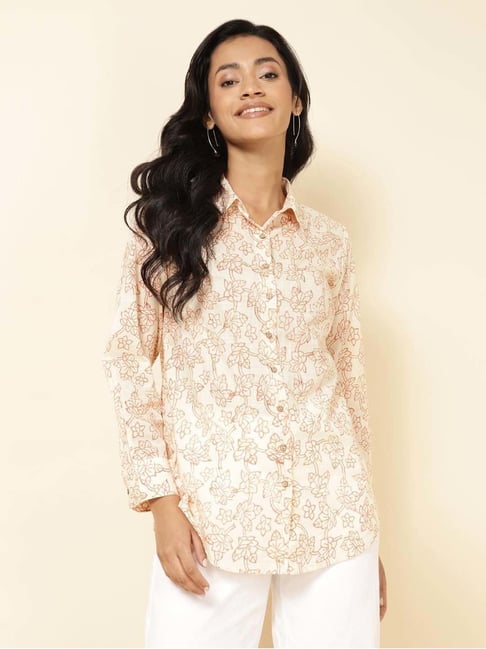 Fabindia Off-White Cotton Printed Shirt-picture-42