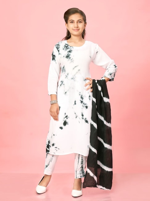 Women White & Blue Rayon Tie Dye Straight Kurta – Maaesa Clothing