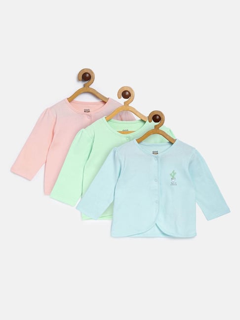 MINIKLUB Kids Multicolor Solid Full Sleeves Top (Pack Of 3)-picture-14