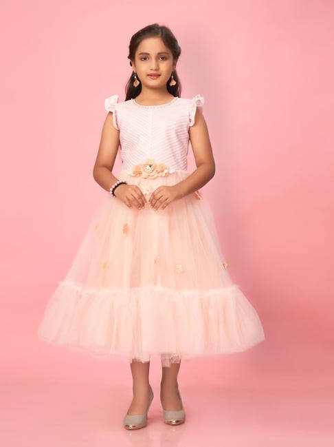 Aarika Kids Peach Applique Gown-picture-44
