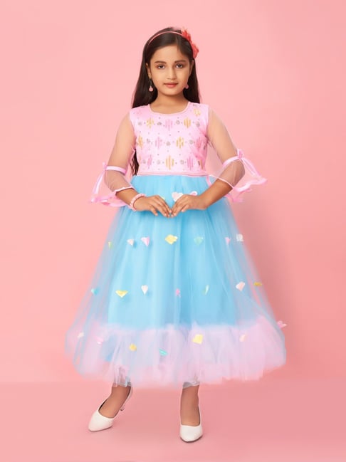 Buy Aarika Sleeveless Asymmetrical Neck Designed Bow Embellished Empire  Line Gown Black for Girls (7-8Years) Online in India, Shop at FirstCry.com  - 15402209