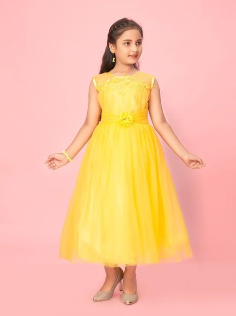 Buy NOYYAL Kids Yellow Buti Cotton Silk Maxi Length Gown Dress Online at  Best Prices in India - JioMart.