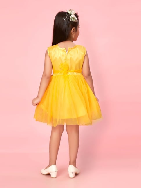 Abel and Lula Girls Yellow Floral Mikado Dress | HONEYPIEKIDS