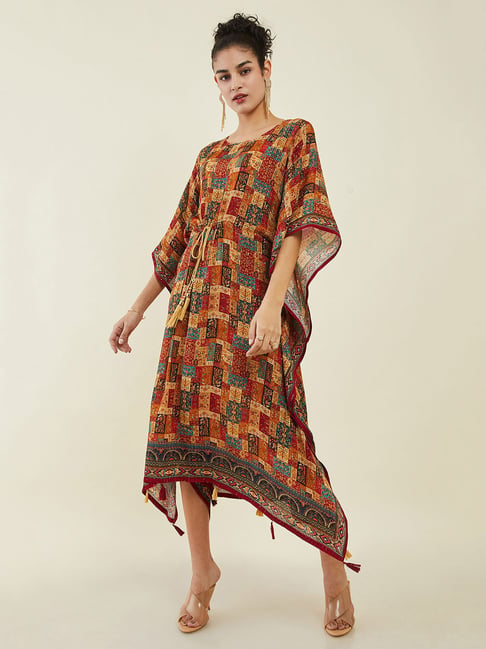 Soch Multicolor Printed High Low Kaftan Dress