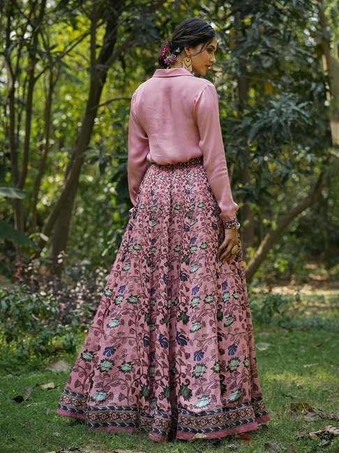Periwinkle Floral Lehenga Skirt | Mehendi Sangeet Outfit – HarleenKaur