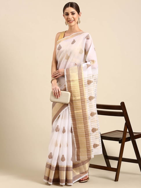 Buy online Women's Self Design White Colored Saree With Blouse from ethnic  wear for Women by Suali for ₹270 at 88% off | 2024 Limeroad.com