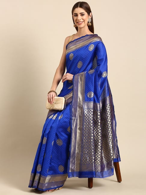 Buy Royal Blue Pure Silk Saree Festive Wear Online at Best Price | Cbazaar