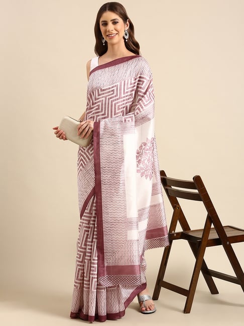 Mauve Pink Embroidered Organza Silk Saree