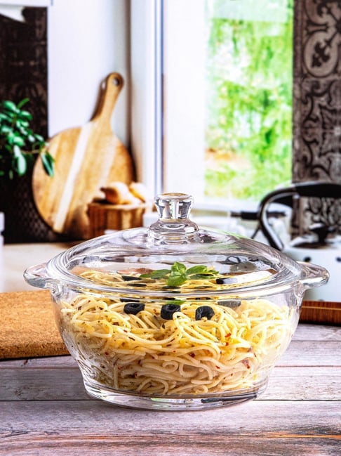 Buy Goodhomes Transparent Glass Serving Casserole with Lid at Best