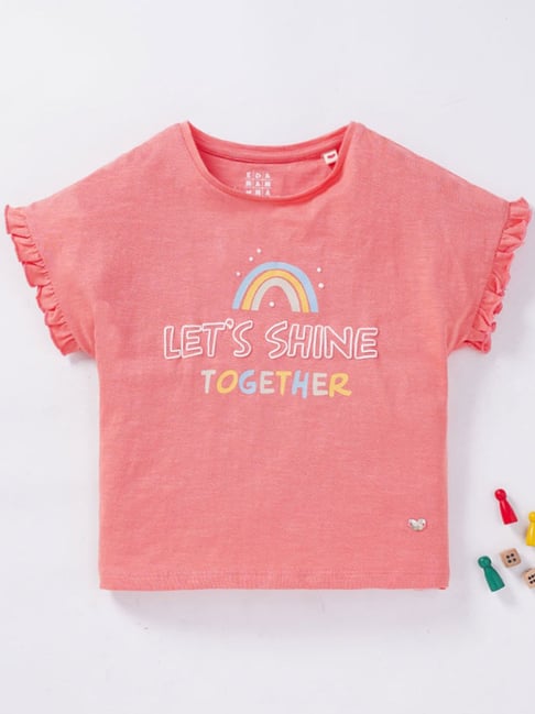 Ed-a-Mamma Kids Pink Cotton Printed T-Shirt-picture-23