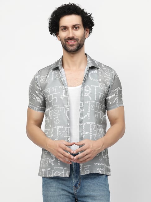 Lela Light Grey Regular Fit Printed Shirt-picture-15