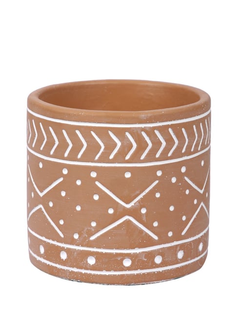 Buy Tayhaa Peach Ceramic Engraved Peach Planter at Best Price