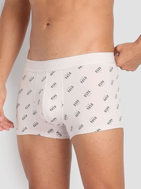 U.S. Polo Assn. White Regular Fit Printed Trunks