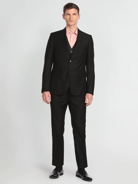 Arrow Black Regular Fit Printed Two Piece Suit-picture-10