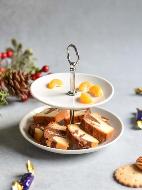 Buy Nestasia Ceramic Metal Made White Tier Dessert Stand at