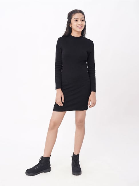 Girls Bodycon Dress Kids Plain Short Sleeve Round Neck Stretchy Mini Tunic  Top | eBay