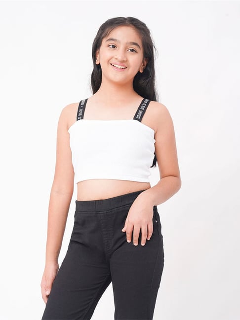 Kid's Cropped Top Black Technical Jersey