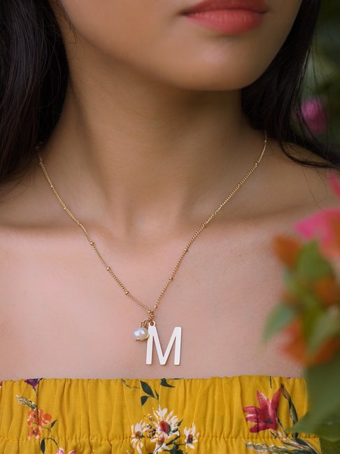 Tiny Letter Charm Necklace | M – Kate & Kole