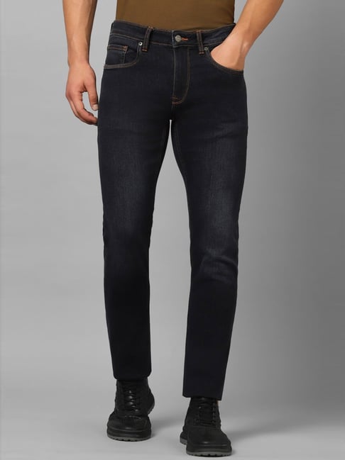 Louis Philippe Jeans Navy Cotton Slim Fit Jeans