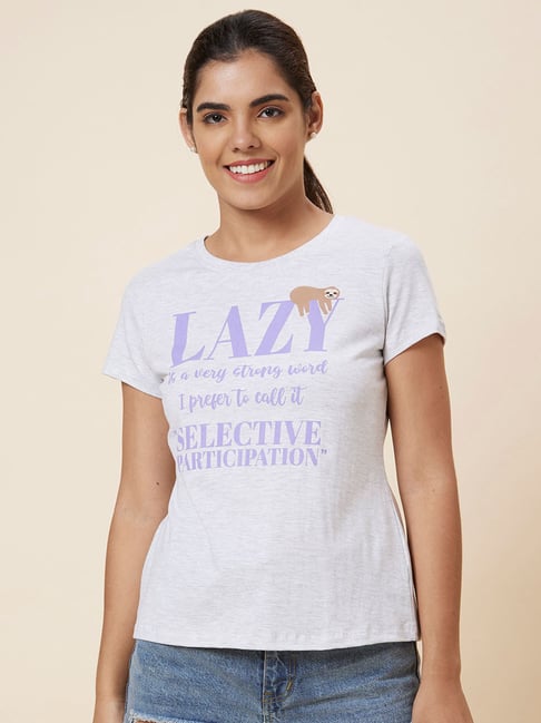 Globus Grey Cotton Graphic Print T-Shirt-picture-18
