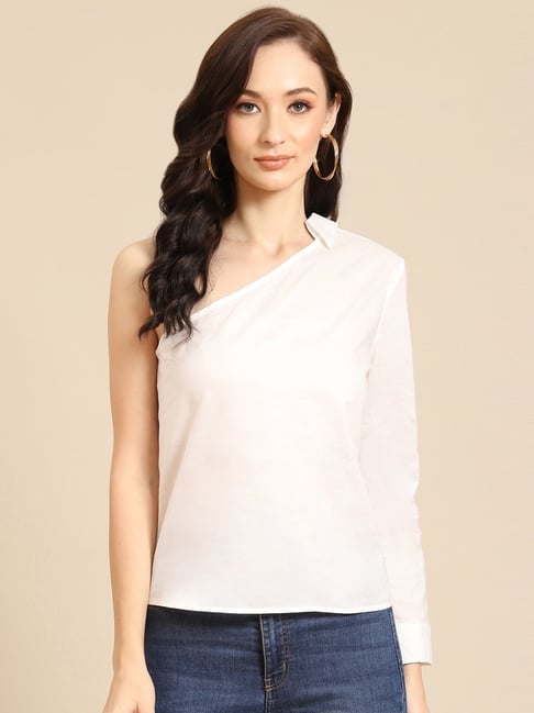 Premium - one shoulder top white –