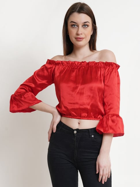 DODO & MOA Red Regular Fit Crop Top-picture-18